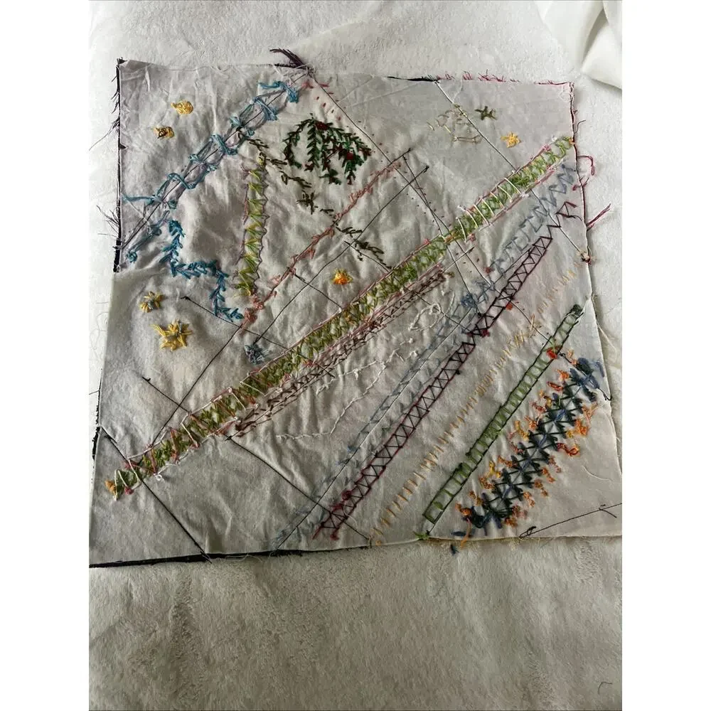 Antique Victorian Style Crazy Quilt Block 16” Silk Velvet Hand Embroidery Beaded